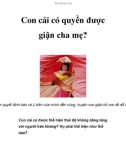 Con cái có quyền được giận cha mẹ?