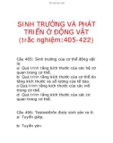 SINH TRƯỞNG VÀ PHÁT TRIỂN Ở ĐỘNG VẬT (trắc nghiệm: 405-422)