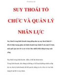 SUY THOÁI TỔ CHỨC VÀ QUẢN LÝ NHÂN LỰC