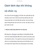 Cách lãnh đạo khi không có chức vụ