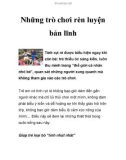 Những trò chơi rèn luyện bản lĩnh