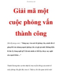 Giải mã một cuộc phỏng vấn thành công