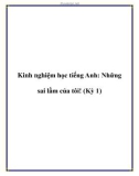 Kinh nghiệm học tiếng Anh: Những sai lầm của tôi! (Kỳ 1)