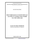 Luận văn Thạc sĩ Kinh tế: Hoàn thiện quản lý nguồn nhân lực tại Công ty Cổ phần Công nghiệp Tàu thủy Đông Bắc