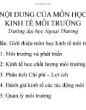 Bài giảng Kinh tế môi trường: Chương 1 - Nguyễn Thị Thanh Huyền