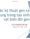 Bài giảng Xu hướng phát triển thực phẩm: Các kỹ thuật gen sử dụng trong tạo sinh vật biến đổi gen