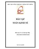 Bài tập Toán kinh tế - TS. Lê Thị Ngọc Diệp