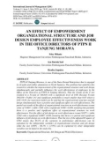 An effect of empowerment organizational structure and job design employee effectiveness work in the office directors of ptpn ii tanjung morawa