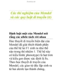 Các thí nghiệm của Mendel và các quy luật di truyền (tt)