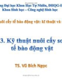 Bài giảng Nuôi cấy tế bào động vật – Kĩ thuật và ứng dụng: Bài 3 – TS. Vũ Bích Ngọc