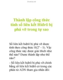 Thành lập công thức tính số liên kết Hiđrô bị phá vỡ trong tự sao