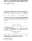 Báo cáo hóa học: EXISTENCE AND MULTIPLICITY OF SOLUTIONS FOR SOME THREE-POINT NONLINEAR BOUNDARY VALUE PROBLEMS