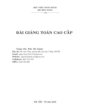 Bài giảng Mô hình toán - ThS. Trần Thị Xuyến ( dành cho sinh viên học lại)