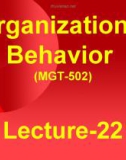 Organizational behavior: Lecture 22 - Dr. Mukhtar Ahmed