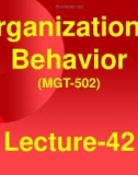 Organizational behavior: Lecture 42 - Dr. Mukhtar Ahmed