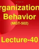 Organizational behavior: Lecture 40 - Dr. Mukhtar Ahmed