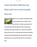 Thanh toán bằng VÀNG theo hợp đồng quyền chọn và phương pháp