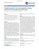 Báo cáo y học: Heparin algorithm for anticoagulation during continuous renal replacement therapy