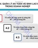 Bài giảng An toàn và vệ sinh lao động (Safety - Heathl at work) - Chương 4: Quản lý an toàn - vệ sinh lao động trong doanh nghiệp