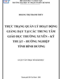 Luận văn Thạc sĩ Giáo dục học: Thực trạng quản lý hoạt động giảng dạy tại các Trung tâm Giáo dục Thường xuyên – Kỹ thuật – Hướng nghiệp tỉnh Bình Dương