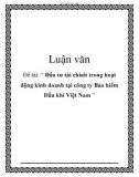 Luận văn: Đầu tư tài chính trong hoạt động kinh doanh tại công ty Bảo hiểm Dầu khí Việt Nam