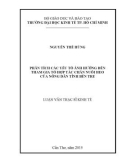 Luận văn Thạc sĩ Kinh tế: Phân tích các yếu tố ảnh hưởng đến tham gia tổ hợp tác chăn nuôi heo của nông dân tỉnh Bến Tre