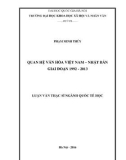 Tóm tắt luận văn Thạc sĩ ngành Quốc tế học: Quan hệ văn hóa Việt Nam - Nhật Bản giai đoạn 1992–2013