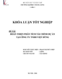 Khóa luận tốt nghiệp: Hoàn thiện phân tích tài chính dự án tại Công ty TNHH Việt Dũng