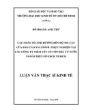 Luận văn Thạc sĩ Kinh tế: Các nhân tố ảnh hưởng đến độ tin cậy của Báo cáo tài chính - Thực nghiệm tại các Công ty niêm yết có vốn đầu tư nước ngoài trên Sở GDCK TP.HCM