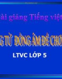 Bài giảng Luyện từ và câu: Dùng từ đồng âm để chơi chữ - Tiếng việt 5 - GV.N.T.Hồng