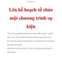 Lên kế hoạch tổ chức một chương trình sự kiện