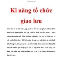 Kĩ năng tổ chức giao lưu