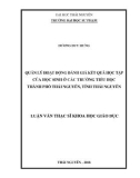 Luận văn Thạc sĩ Khoa học giáo dục: Quản lý hoạt động đánh giá kết quả học tập của học sinh ở các trường Tiểu học thành phố Thái Nguyên, tỉnh Thái Nguyên