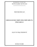 Luận văn Thạc sĩ Kinh tế: Chính sách phát triển nông thôn mới của tỉnh Nghệ An