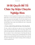 10 Bí quyết để Ttổ chức sự kiện chuyên nghiệp hơn