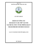 Luận văn Dược sĩ Chuyên khoa cấp I: Khảo sát công tác bảo quản dự trữ Vaccine tại Trung tâm y tế dự phòng quận 9 thành phố Hồ chí Minh năm 2015