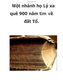 Một nhánh họ Lý xa quê 900 năm tìm về đất Tổ.