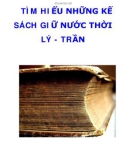 TÌM HIỂU NHỮNG KẾ SÁCH GIỮ NƯỚC THỜI LÝ - TRẦN