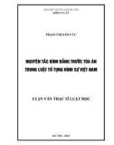 Luận văn Thạc sĩ Luật học: Nguyên tắc bình đẳng trước Tòa án trong Luật tố tụng hình sự Việt Nam