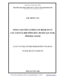 Luận văn Thạc sĩ Quản lý kinh tế: Nâng cao chất lượng cán bộ quản lý các cấp của Hội Nông dân huyện Lục Nam, tỉnh Bắc Giang