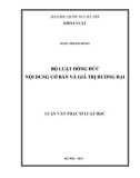 Luận văn Thạc sĩ Luật học: Bộ luật Hồng Đức nội dung cơ bản và giá trị đương đại