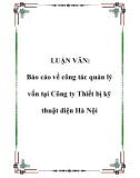 Báo cáo: Công tác quản lý vốn tại Công ty Thiết bị kỹ thuật điện Hà Nội