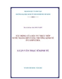 Luận văn Thạc sĩ Kinh tế: Tác động của đầu tư trực tiếp nước ngoài đến tăng trưởng kinh tế ở Campuchia