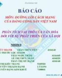 Đề tài: PHÂN TÍCH VAI TRÒ CỦA VĂN HÓA ĐỐI VỚI SỰ PHÁT TRIỂN CỦA XÃ HỘI