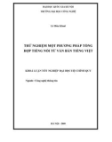 LUẬN VĂN: THỬ NGHIỆM MỘT PHƯƠNG PHÁP TỔNG HỢP TIẾNG NÓI TỪ VĂN BẢN TIẾNG VIỆT