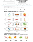 Đề thi học kì 1 môn Tiếng Anh lớp 1 năm 2023-2024 - Trường Tiểu học Thị trấn Vôi số 2