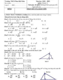 Đề thi giữa học kì 1 môn Toán lớp 9 năm 2020-2021 có đáp án - Trường THCS Phan Bội Châu
