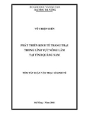 Tóm tắt luận văn thạc sĩ: Phát triển kinh tế trang trại trong lĩnh vực nông lâm tại tỉnh Quảng Nam