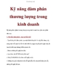 Kỹ năng đàm phán thương lượng trong lĩnh vực kinh doanh