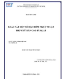 Luận văn Thạc sĩ Văn học: Khảo sát một số đặc điểm nghệ thuật thơ chữ Hán Cao Bá Quát